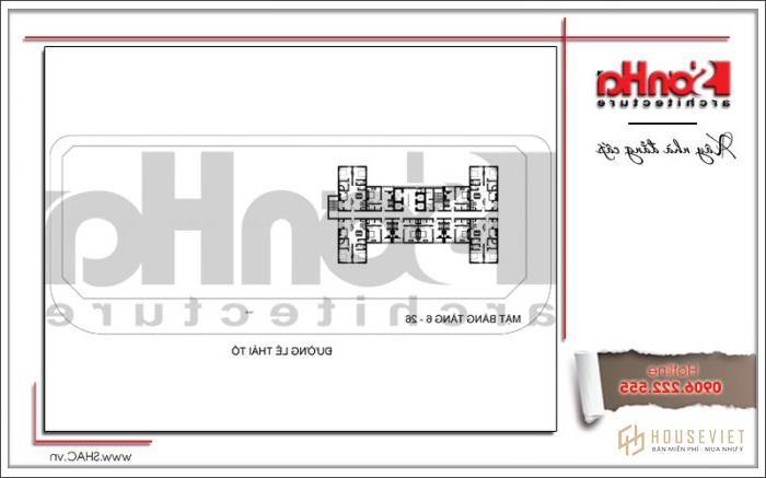 Mẫu thiết kế khách sạn 4 sao cổ điển sang trọng tại Bắc Ninh - SH KS 0034 17 Mặt bằng tầng 6 điển hình khách sạn 4 sao Bắc Ninh sh ks 0034