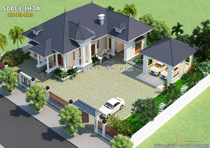 Toàn cảnh ngoại thất mẫu thiết kế nhà cấp 4 hiện đại khi nhìn từ trên cao Toàn cảnh ngoại thất mẫu thiết kế nhà cấp 4 hiện đại khi nhìn từ trên cao