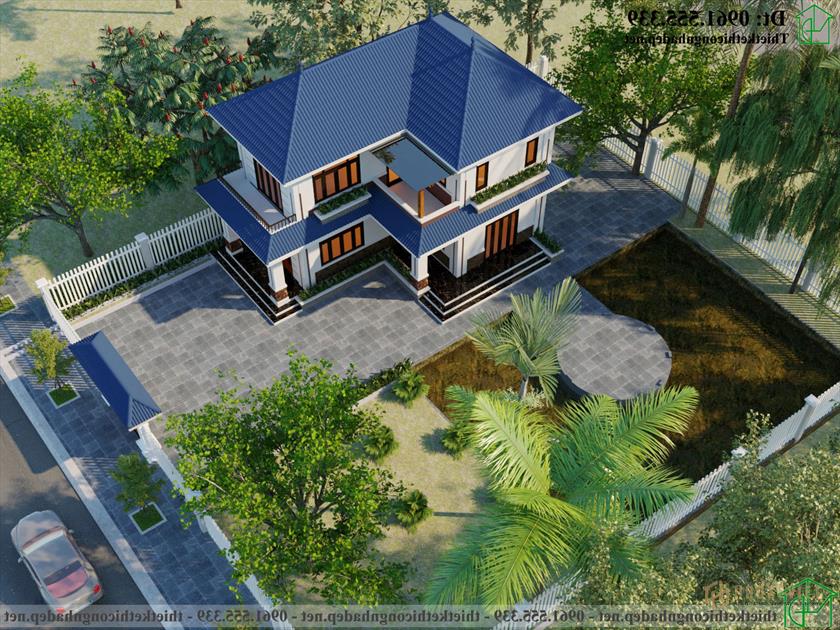 Mẫu Thiết Kế Nhà Hình L 2 Tầng 10x12m tại Thái Bình Ndbt2t108