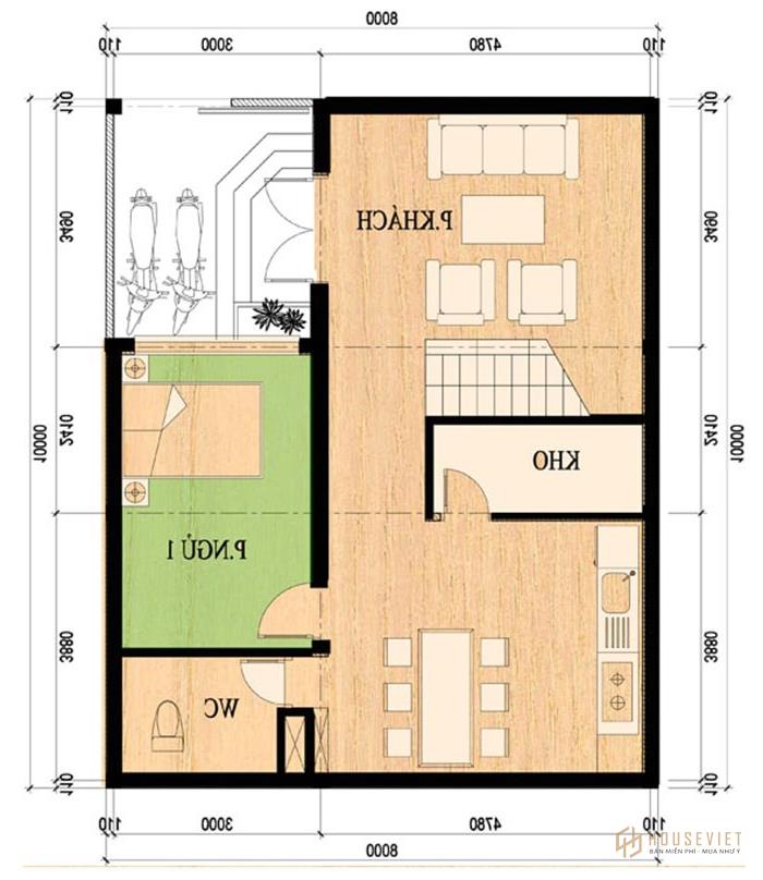 Mẫu nhà 8x10m 2 tầng