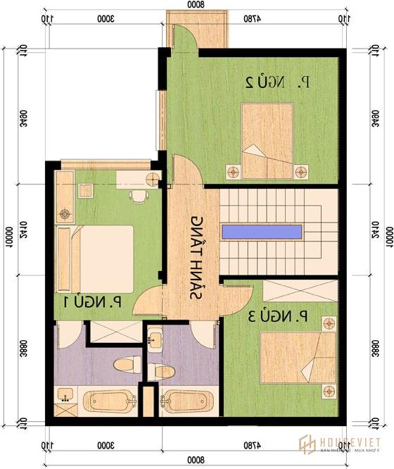 Mẫu nhà 8x10m 2 tầng