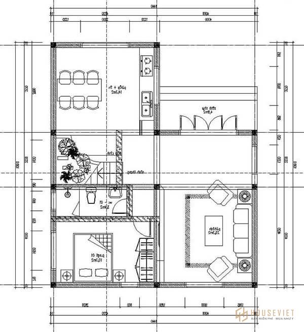 Mẫu nhà 8x10m 2 tầng