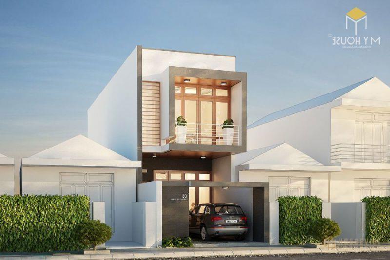 Mẫu nhà 2 tầng 5x15m được thiết kế mái bằng đổ bê tông cốt thép kiên cố.