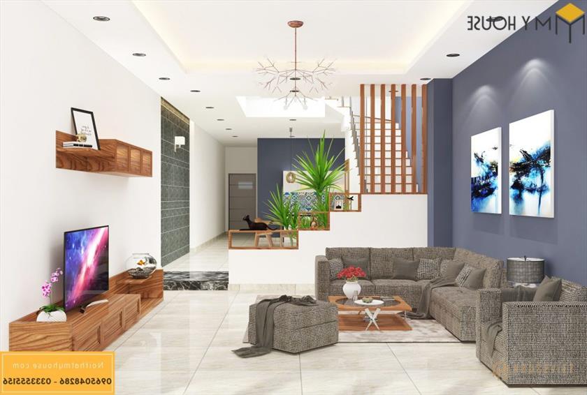 Bản vẽ 3D nội thất phòng khách - View 1