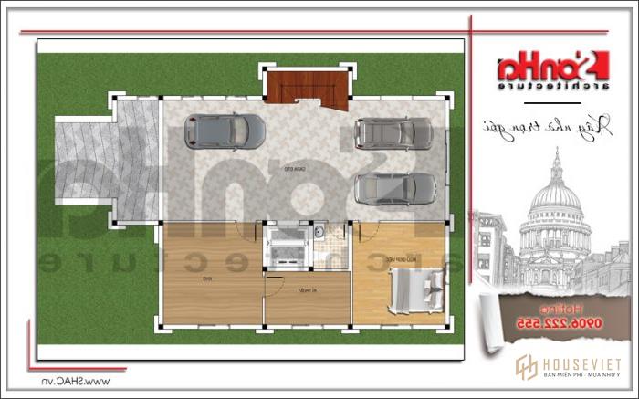 Biệt thự lâu đài cổ điển 4 tầng 140m2 sang trọng tại Sài Gòn - SH BTLD 0033 8 Mặt bằng tầng hầm biệt thự lâu đài SH - BTLD 0033 tại Sài Gòn