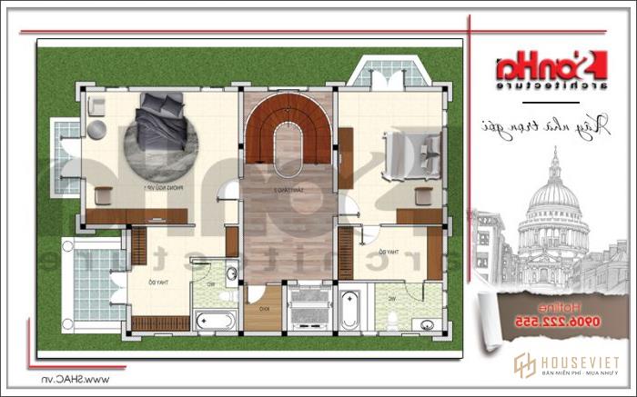 Biệt thự lâu đài cổ điển 4 tầng 140m2 sang trọng tại Sài Gòn - SH BTLD 0033 10 Mặt bằng tầng 2 biệt thự lâu đài SH - BTLD 0033 tại Sài Gòn