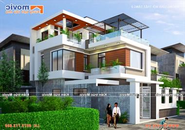 Biệt thự chữ L hiện đại 3 tầng đơn giản đẹp (MB1733)