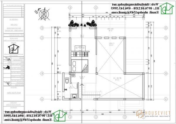 Mặt bằng tầng lửng nhà cấp 4 có gác lửng 3 phòng ngủ