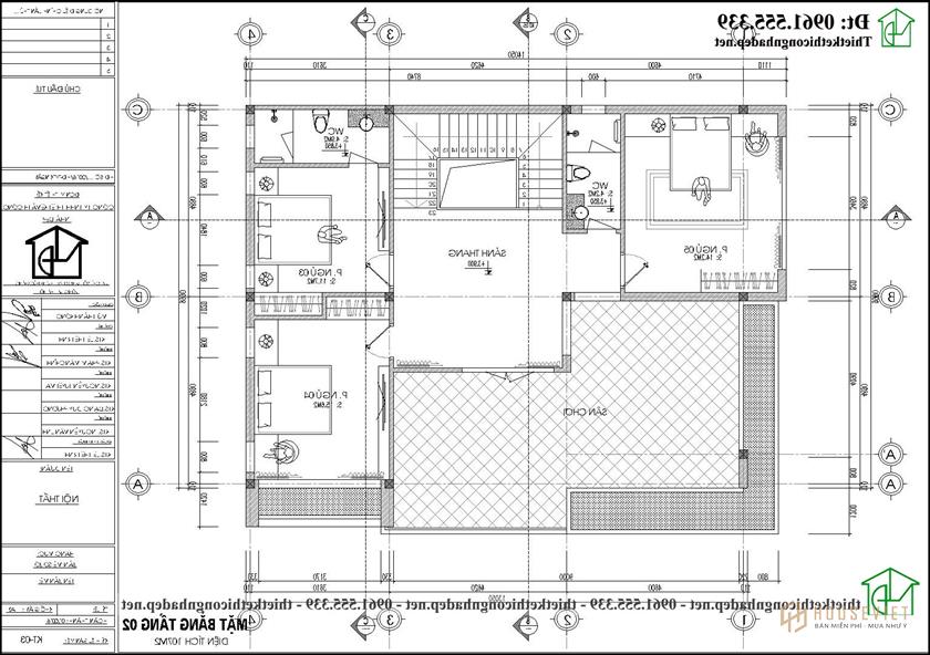 Mẫu thiết kế nhà 2 tầng hình chữ L 15x12m Hiện đại Ndbt2t109