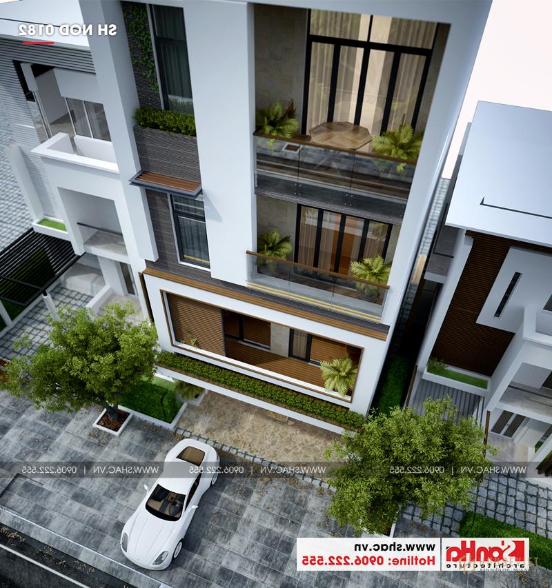 Mẫu nhà ống 5 tầng hiện đại đẹp mặt tiền 7m tại Hải Phòng - SH NOD 0182 21 Công trình nhà ống có mặt tiền 7m đẹp với hình khối kiến trúc mới lạ độc đáo hơn so với những dãy nhà bên cạnh