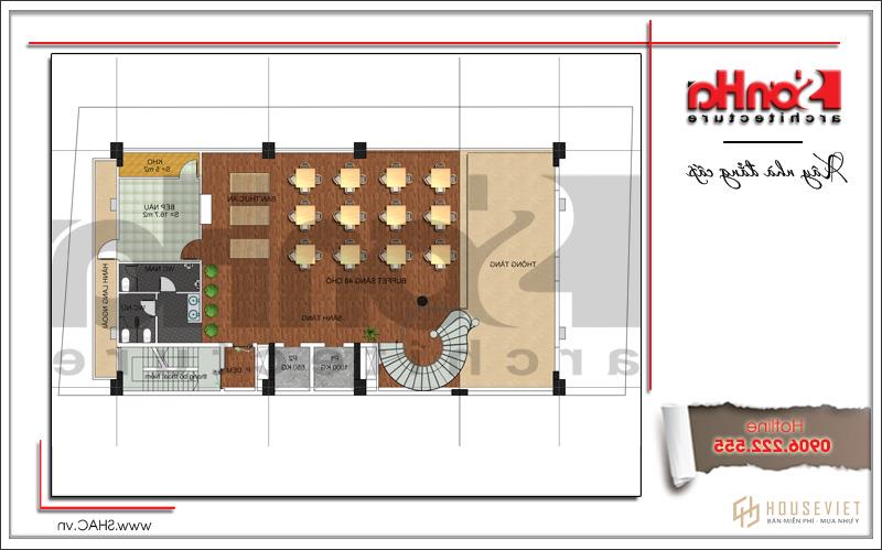 Thiết kế khách sạn 4 sao tại Bắc Ninh - Khách sạn 0036 34 Mặt bằng công năng tầng lửng khách sạn tại Bắc Ninh sh ks 0036
