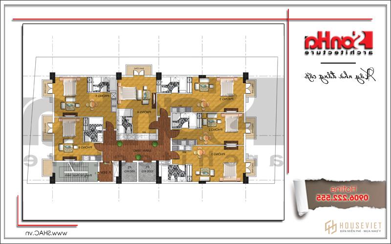 Thiết kế khách sạn tiêu chuẩn 4 sao tại Bắc Ninh - Khách sạn 0036 35 Mặt bằng công năng khách sạn 2-3-4-5 tại Bắc Ninh sh ks 0036