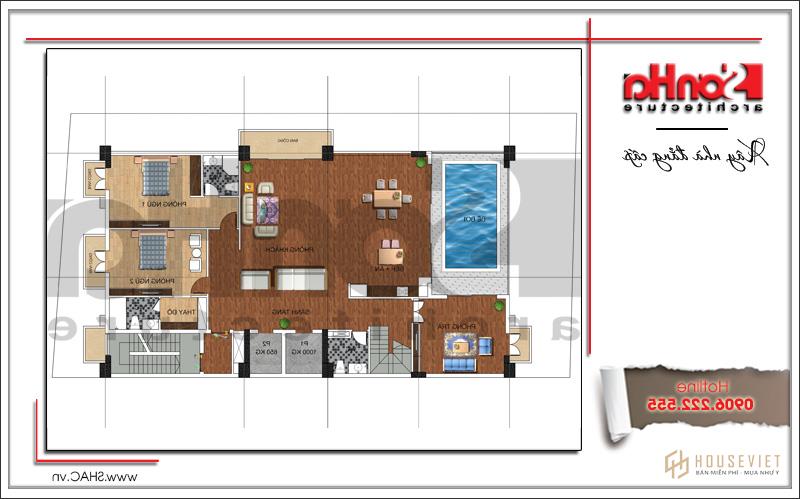 Thiết kế khách sạn tiêu chuẩn 4 sao tại Bắc Ninh - Khách sạn 0036 37 Mặt bằng công năng tầng 8 khách sạn Bắc Ninh sh ks 0036