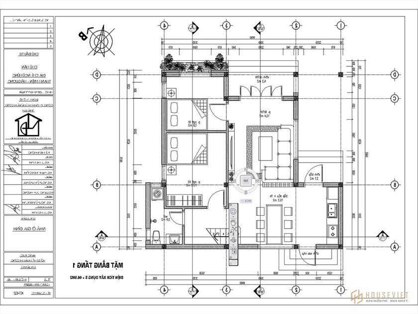 Bản vẽ chi tiết mặt bằng công năng của mẫu nhà cấp 4 đẹp hiện đại