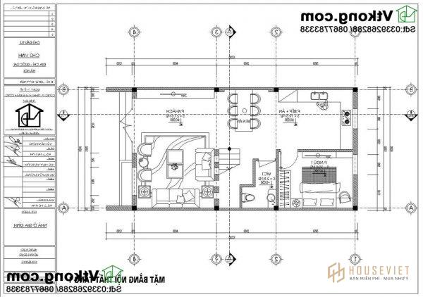 Nội thất tầng 1 nhà phố 3 tầng mái bằng NP3T11