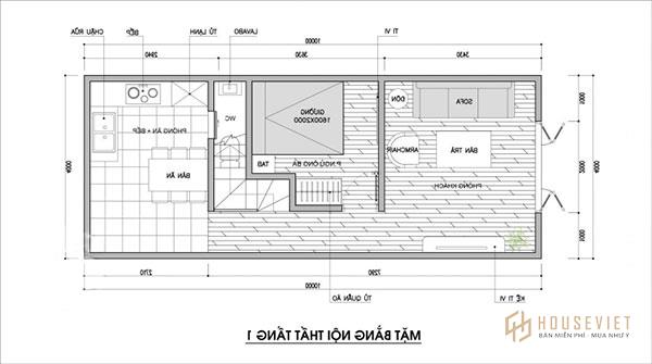 Bản vẽ mẫu nhà cấp 4 có gác lửng 4x10 thông số cụ thể