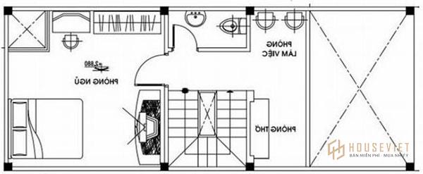 Mẫu nhà cấp 4 có gác lửng 4x10 tầng lửng gồm các phòng ngủ và phòng làm việc