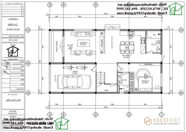 nội thất tầng 1 biệt thự 2 tầng mái bằng NDBT2T81