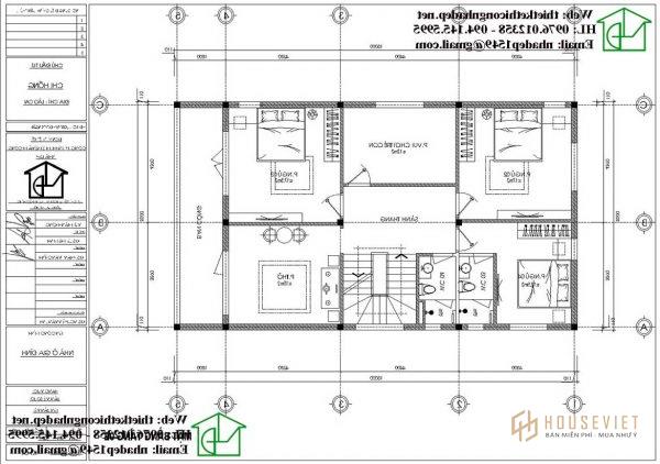 nội thất tầng 2 biệt thự 2 tầng mái bằng NDBT2T81