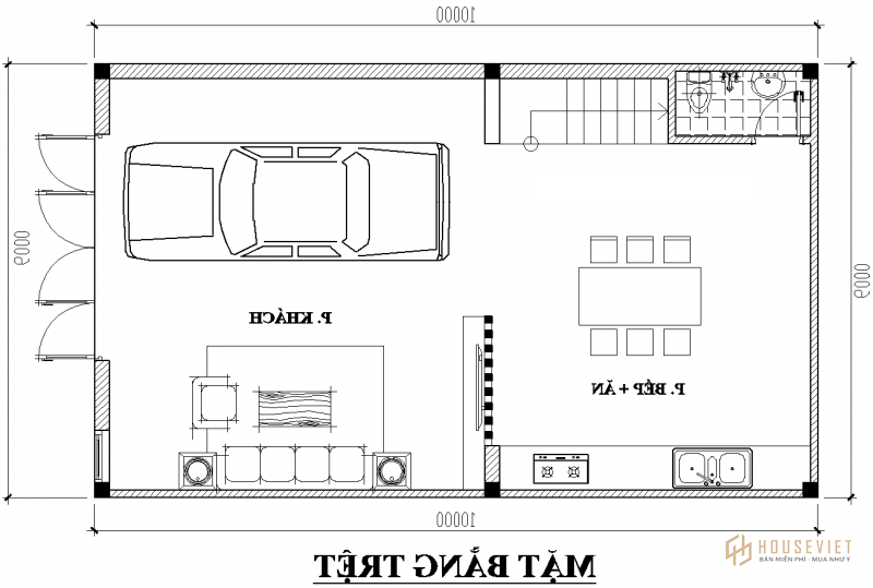 Bản vẽ thiết kế nhà 2 tầng 6x10m