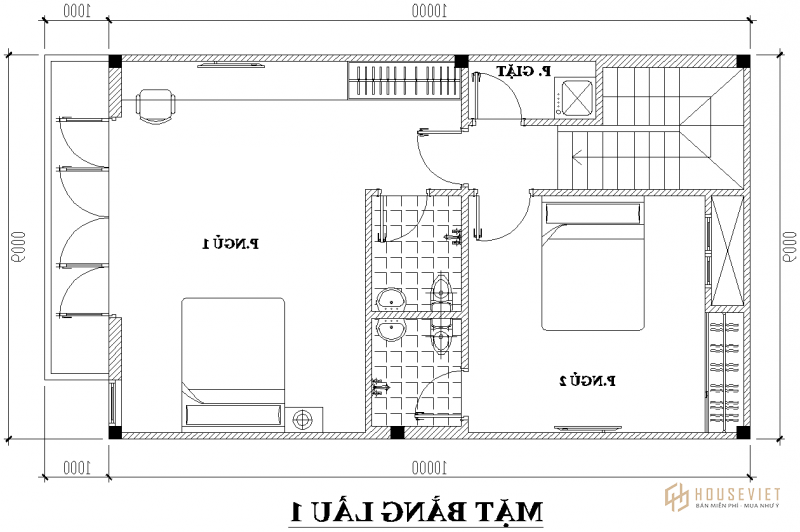 Bản vẽ thiết kế nhà 2 tầng 6x10m