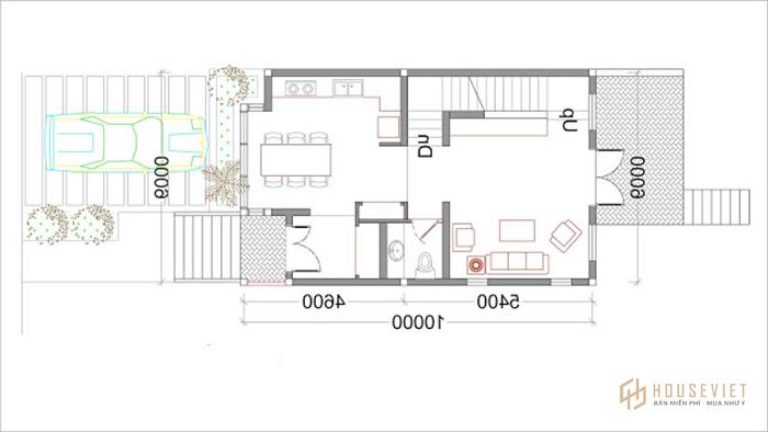 Bản vẽ thiết kế nhà 2 tầng 6x10m