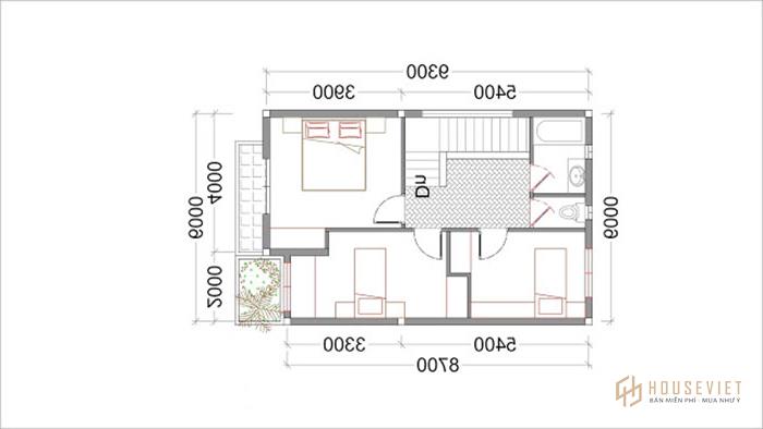 Bản vẽ thiết kế nhà 2 tầng 6x10m