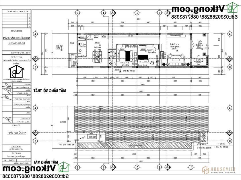 Bản vẽ mẫu nhà cấp 4 mái lệch giá rẻ 6x23m