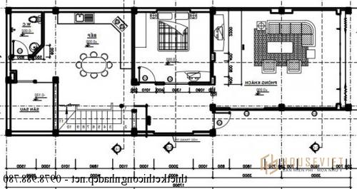 Mặt bằng tầng 1 nhà phố 2 tầng