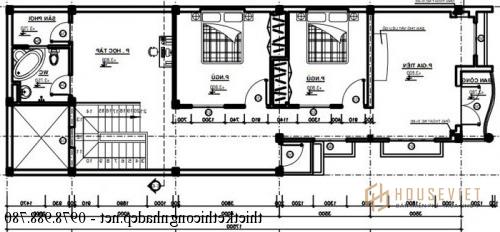 Mặt bằng tầng 2 nhà phố 2 tầng 2 mặt tiền