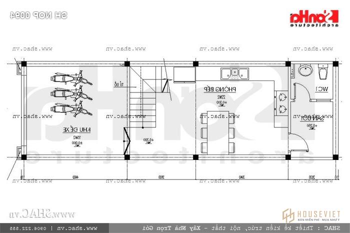 Mặt bằng công năng tầng 1 nhà phố 60m2 sh nop 0094