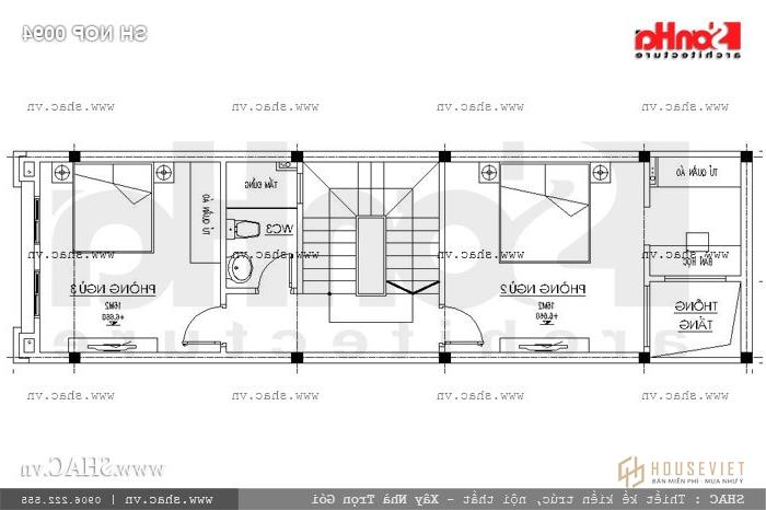 Mặt bằng công năng tầng 3 nhà phố 60m2 sh nop 0094