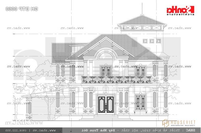 Bản vẽ mặt tiền biệt thự trục 13 sh btp 0060