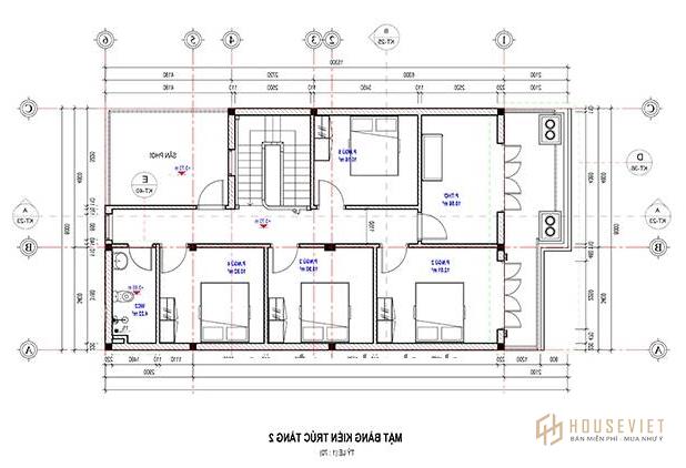 Mẫu nhà 2 tầng mái thái 5 phòng ngủ.