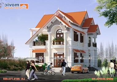Mẫu nhà 2 tầng hiện đại mái vát đẹp sang trọng - MV1514