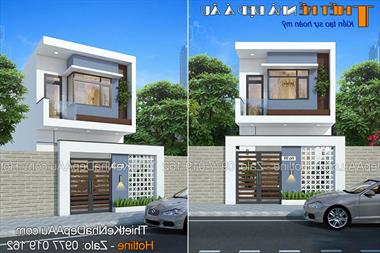 Tư vấn thiết kế nhà phố 2 tầng hiện đại mặt tiền 5m 3 phòng ngủ