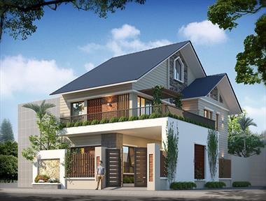 Mẫu thiết kế biệt thự mái dốc 2 tầng hiện đại với chi phí hợp lý