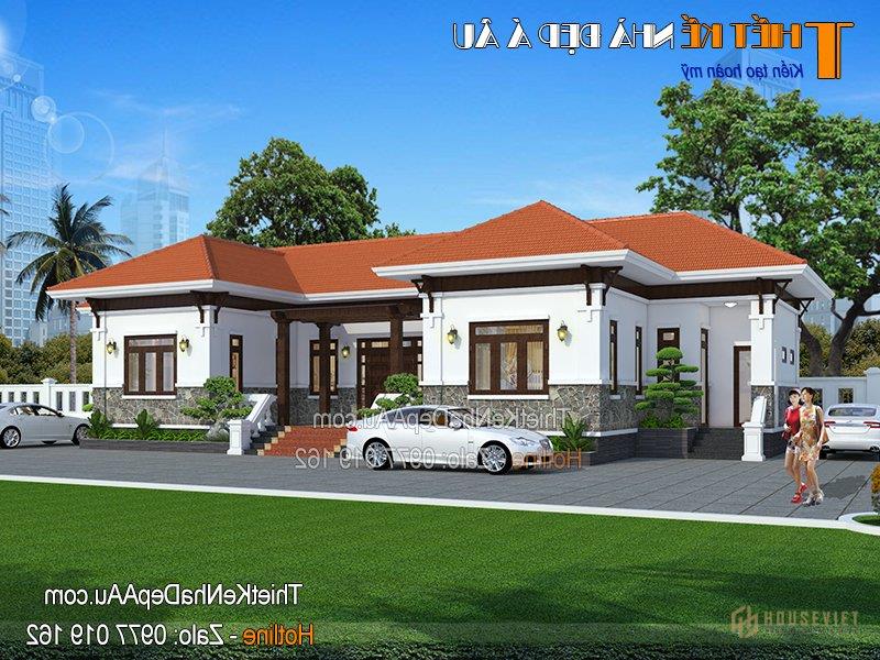 Mẫu nhà cấp 4 hình chữ U kiểu nhà vườn đơn giản ở nông thôn