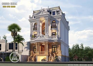 Biệt thự tân cổ điển 4 tầng đẹp có bể bơi trên sân thượng - ACHI 40208