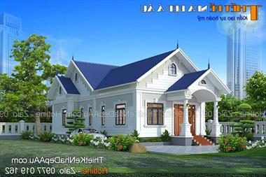 Mẫu nhà cấp 4 mái thái 130m2 đẹp hoàn hảo từ phối cảnh đến mặt bằng