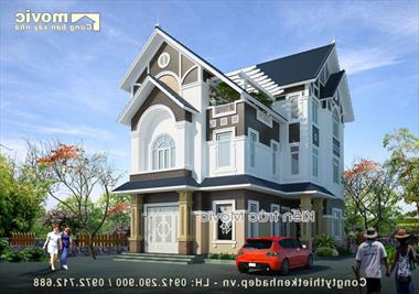 Mẫu nhà 3 tầng tân cổ điển đẹp - MV1555
