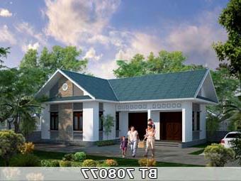 Bản vẽ nhà 1 tầng 2 phòng ngủ BT708077