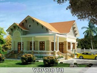Bản vẽ nhà 1 tầng mái ngói đẹp BT807077