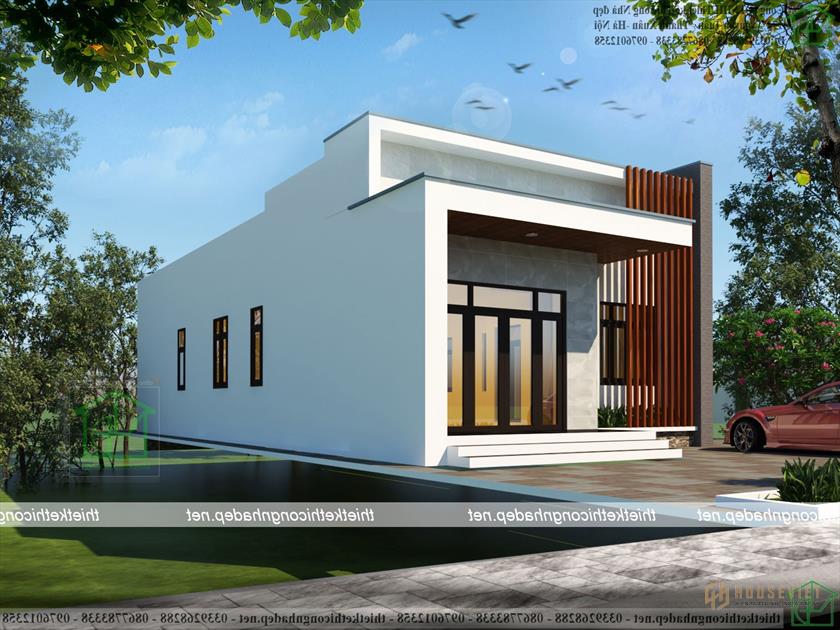 Mẫu nhà cấp 4 có 4 phòng ngủ mái bằng NDNC4162