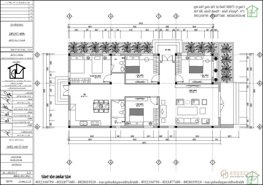 Bản vẽ mặt bằng nhà cấp 4 9x18m tại Hải Phòng NDNC4162
