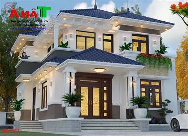 Mẫu nhà mái thái 2 tầng đẹp kiểu Nhật ở Vạn Trạch, Quảng Bình, MS: CC108