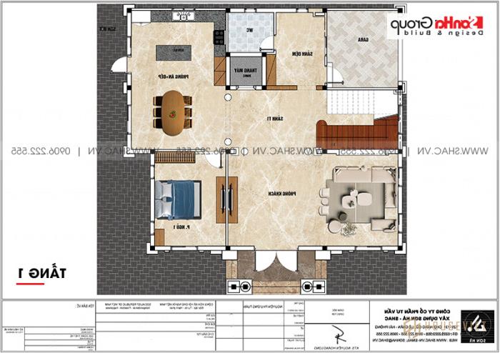 Lộ diện dinh thự 3 tầng trăm tỷ của đại gia Hà Nam - SH BTLD 0043 27 Mặt bằng công năng tầng 1 biệt thự lâu đài cổ điển nghìn tỷ tại Hà Nam