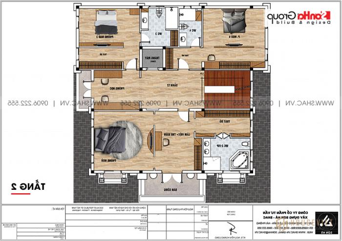Lộ diện dinh thự 3 tầng trăm tỷ của đại gia Hà Nam - SH BTLD 0043 28 Mặt bằng công năng tầng 2 biệt thự lâu đài cổ điển nghìn tỷ tại Hà Nam