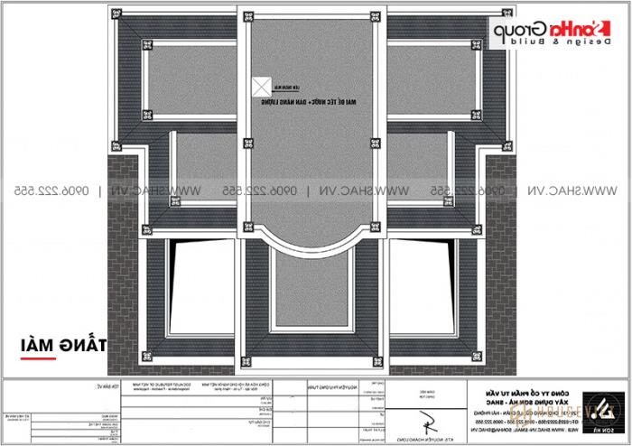 Lộ diện dinh thự 3 tầng trăm tỷ của đại gia Hà Nam - SH BTLD 0043 31 Bản vẽ mặt bằng tầng mái biệt thự lâu đài cổ điển nghìn tỷ tại Hà Nam
