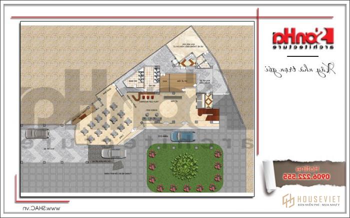 Thiết kế cải tạo khách sạn Vân Hải 3 sao tiêu chuẩn quốc tế tại Quảng Ninh - SH KS 0046 17 Mặt bằng tầng 1 khách sạn 3 sao tiêu chuẩn quốc tế Hạ Long